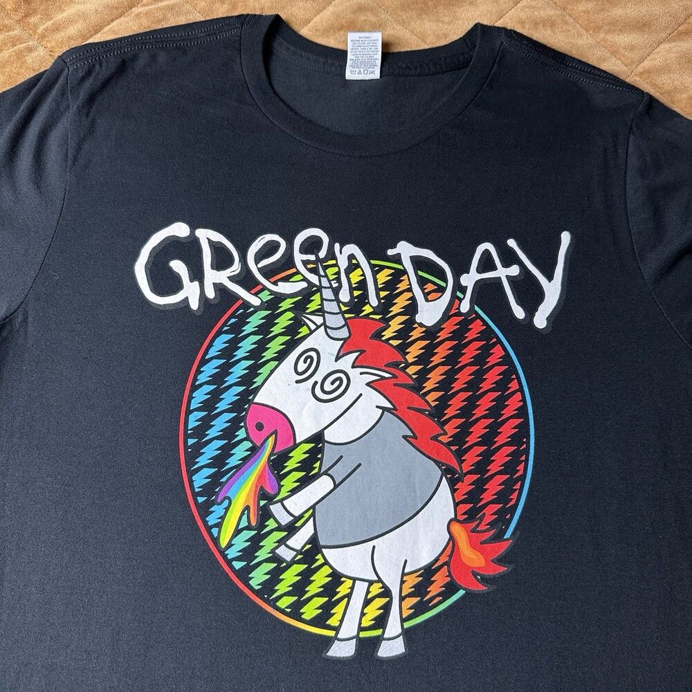 Green Day T Shirt Father Of All Unicorn Band Tee Mens M Pacific Tag Black